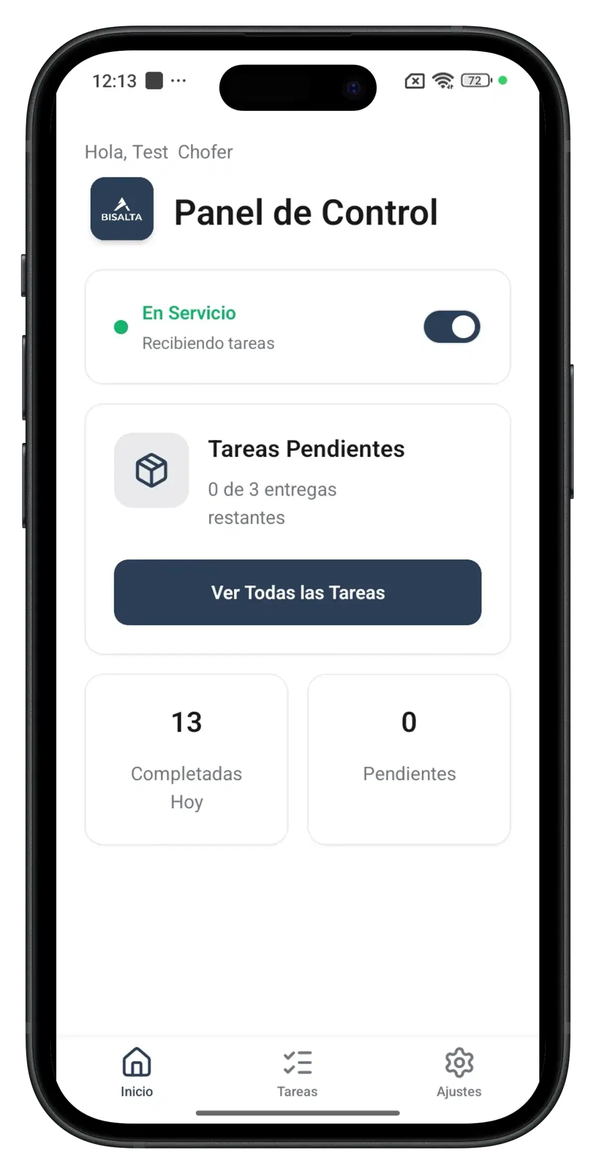 iPhone con el panel de control de operaciones