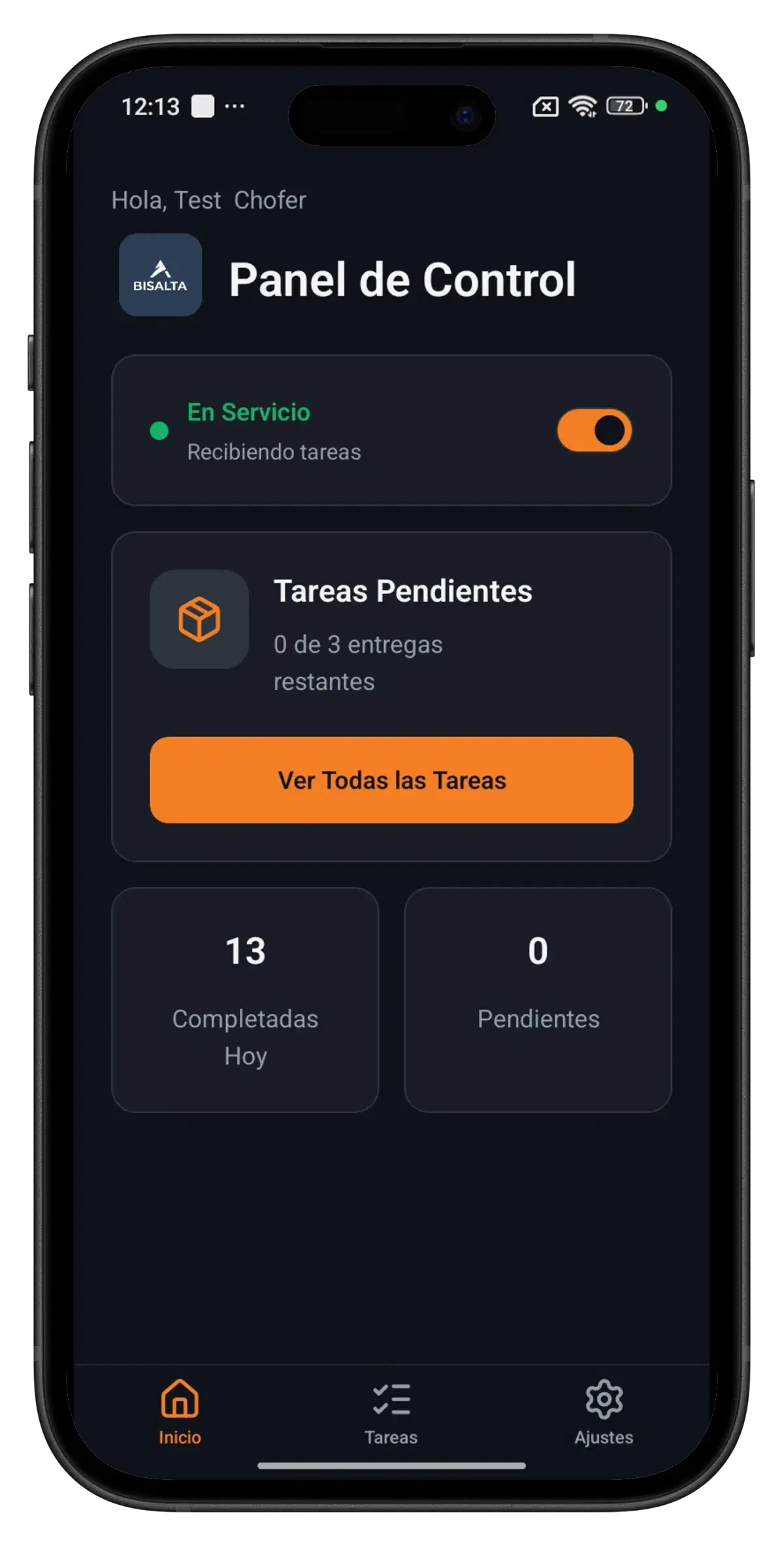 Panel de control de SmartFleet en móvil