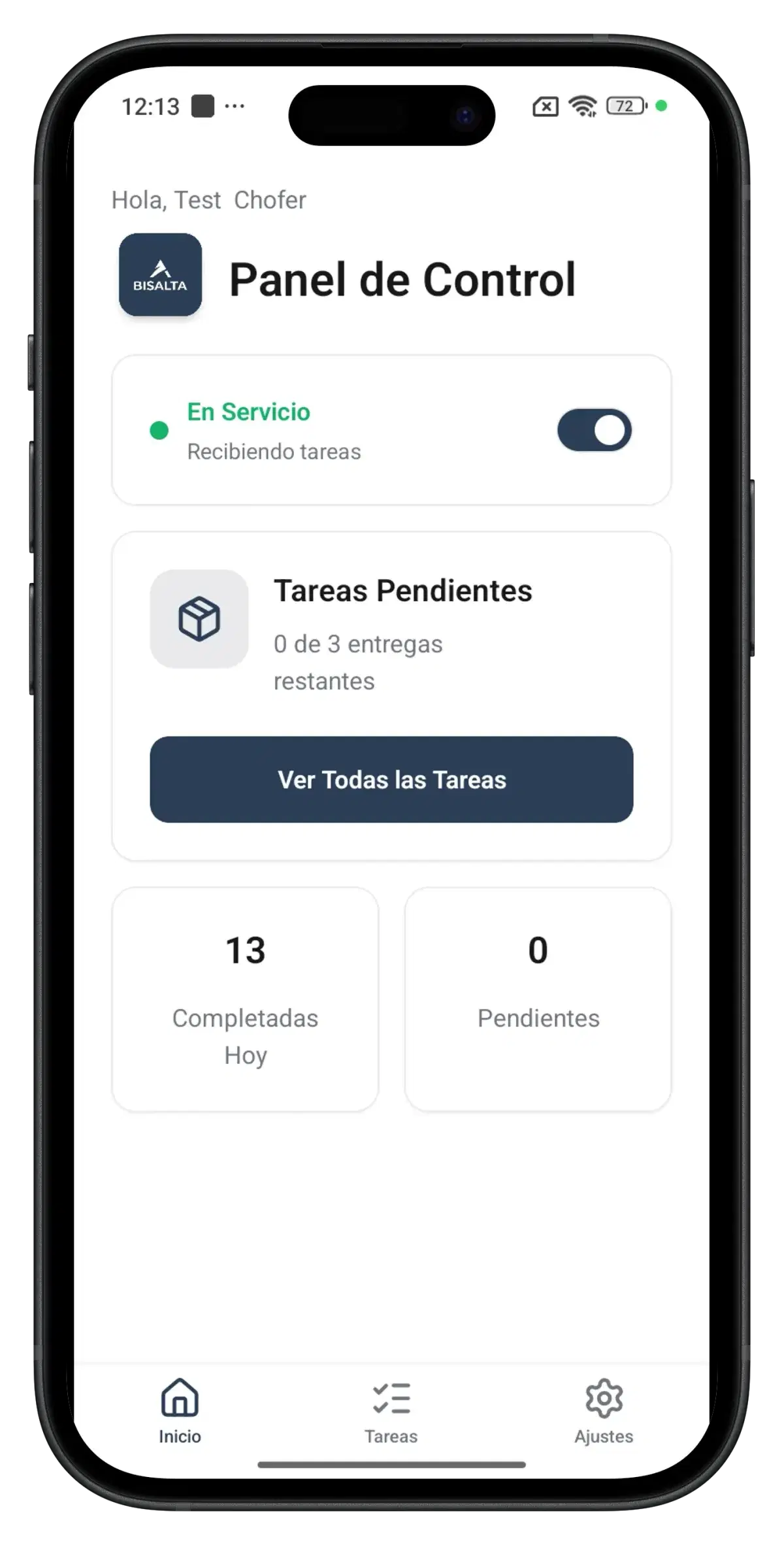 Panel de control de SmartFleet en móvil